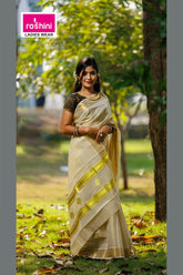 kerala-cream-colour-sarees-plain-online